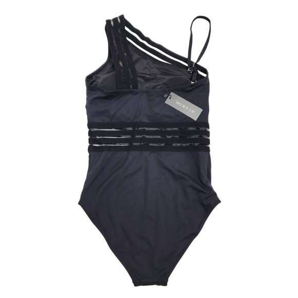 One-Shoulder Black Swimsuit With Mesh Straps & Cut-Out Details By Tempt Me XS - Picture 4 of 6